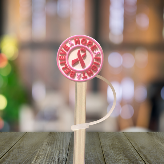 Pink Ribbon Straw Topper