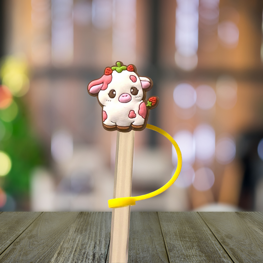 Strawberry Cow Straw Topper