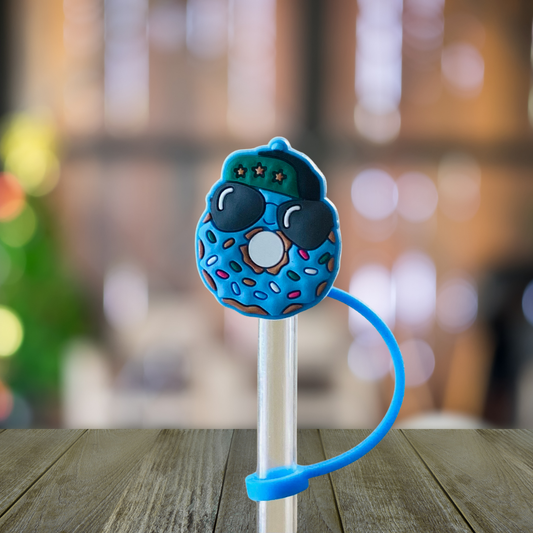 Cool Blue Donut Straw Topper