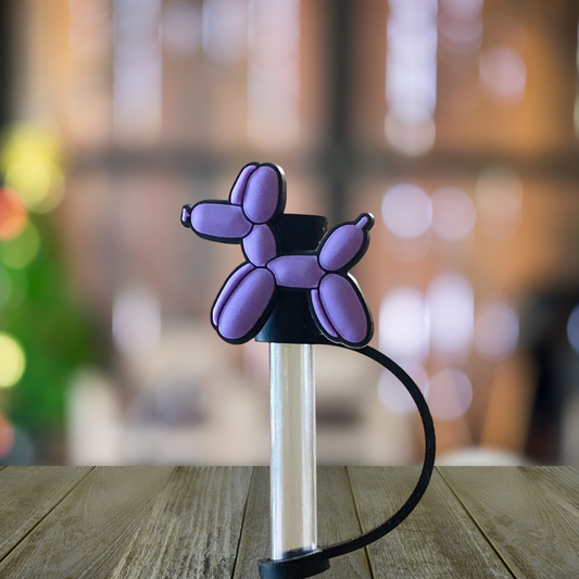 Purple Balloon Dog Straw Topper