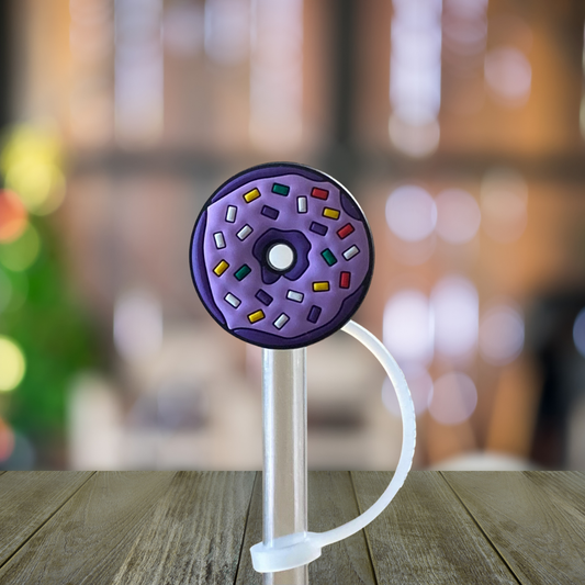 Purple Donut Straw Topper