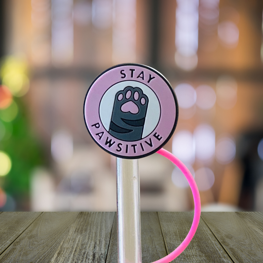Stay Pawsitive Straw Topper