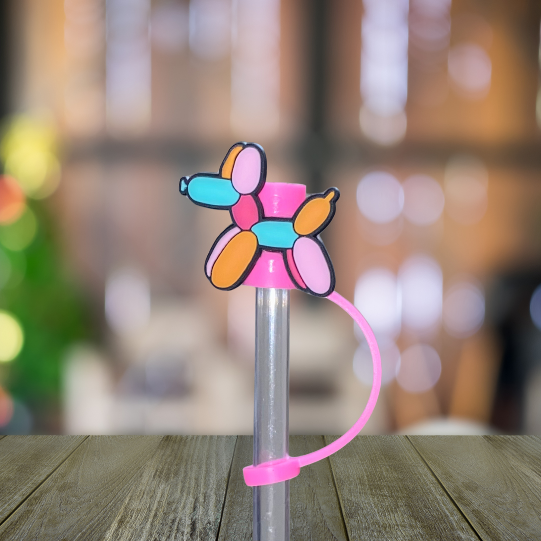 Colorful Balloon Dog Straw Topper