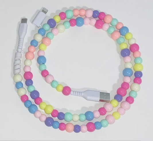 Pastel Beaded Dual Charging Cord