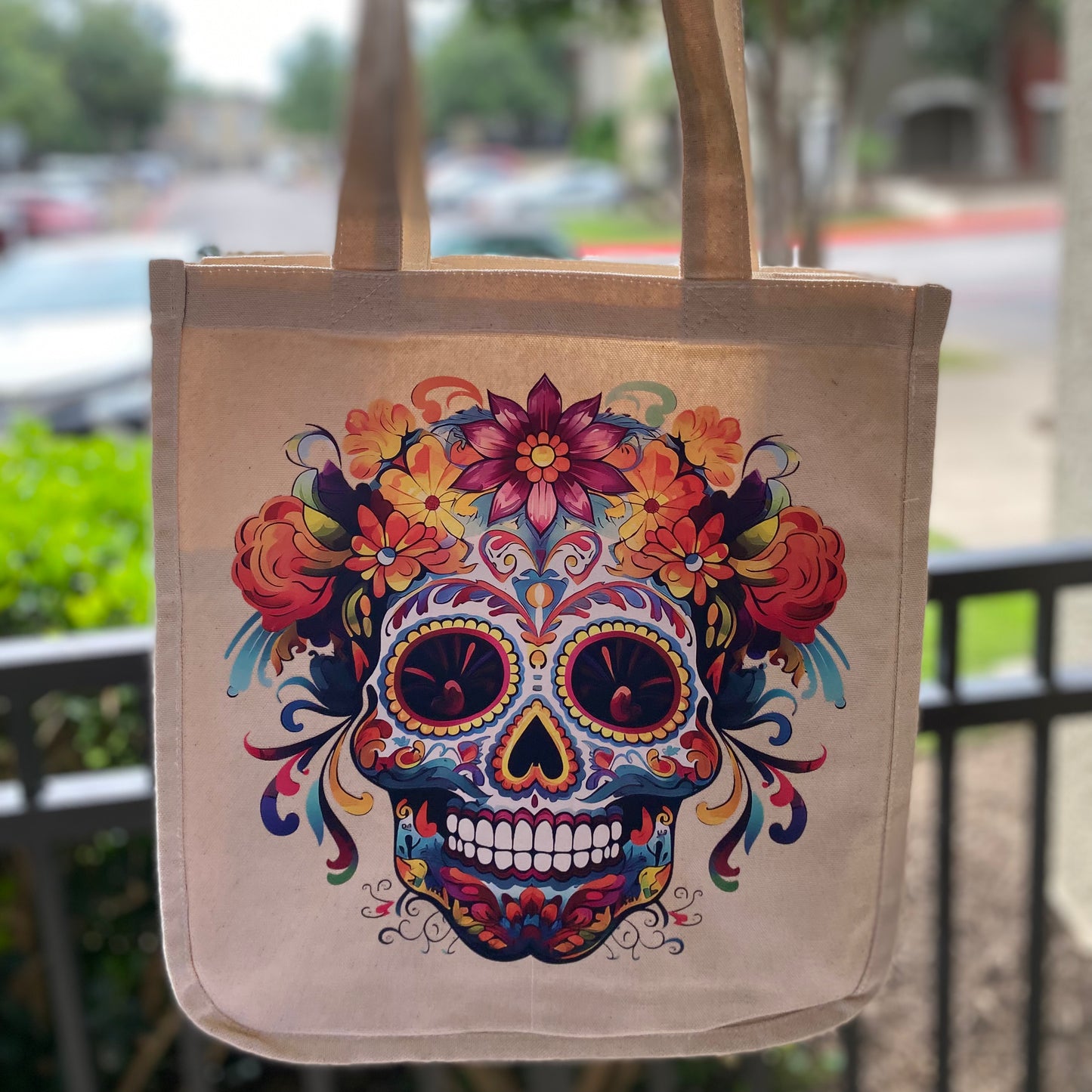 Full of Flowers Calavera Tote Bag