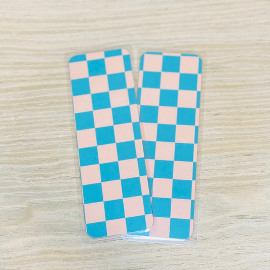 Happy Checkered Laminated Bookmark