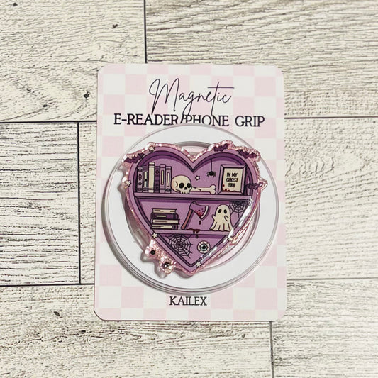 Purple In my Ghost Era Heart Bookshelf - E-Reader, Phone, Kindle Grip for all Devices Magnetic Grip