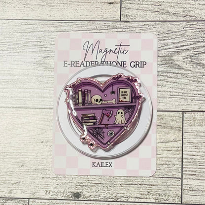 Purple In my Ghost Era Heart Bookshelf - E-Reader, Phone, Kindle Grip for all Devices Magnetic Grip
