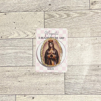 Golden Our Lady of Guadalupe with gold trim - E-Reader, Phone, Kindle Grip for all Devices Magnetic Grip