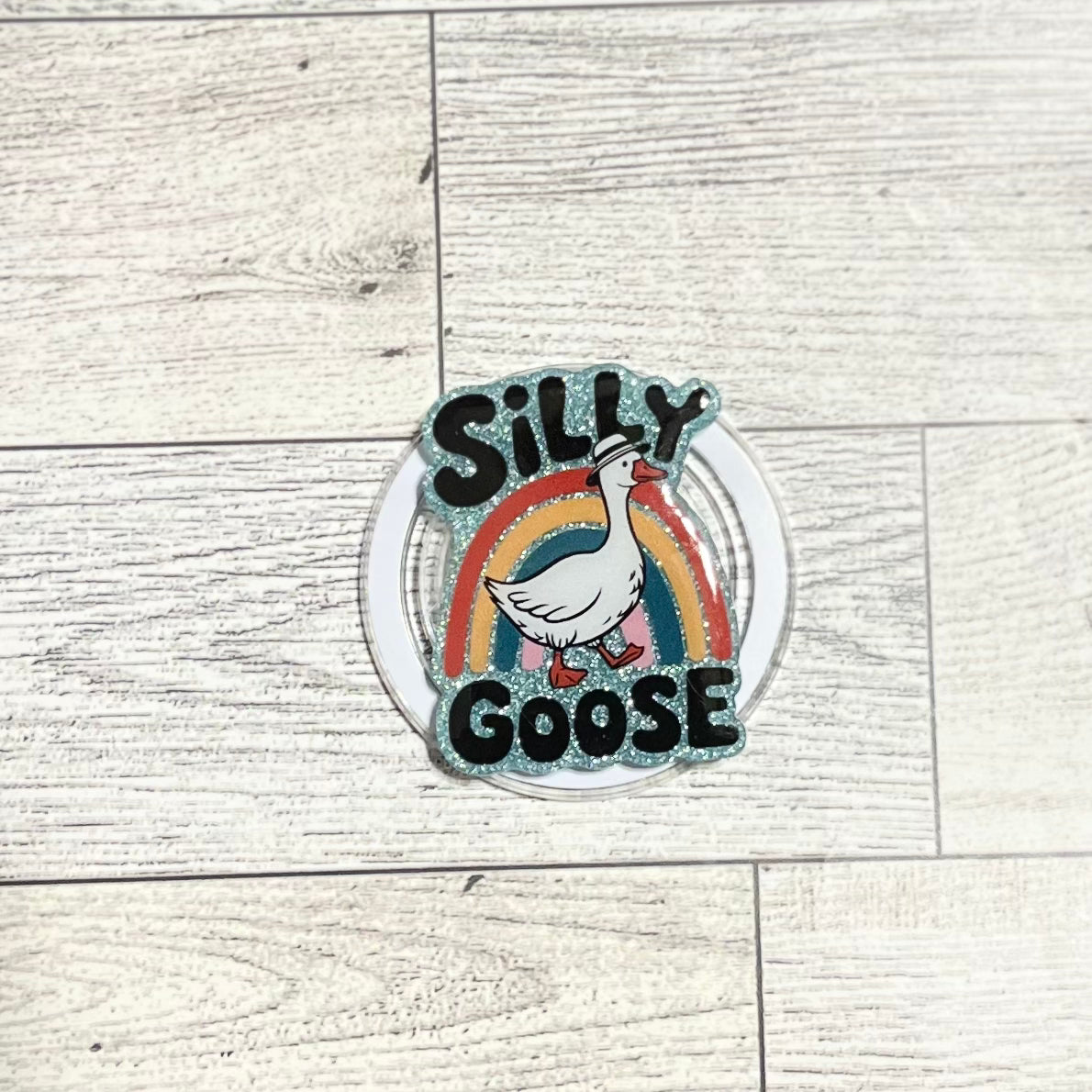 Silly Goose with rainbow- E-Reader, Phone, Kindle Grip for all Devices Magnetic Grip