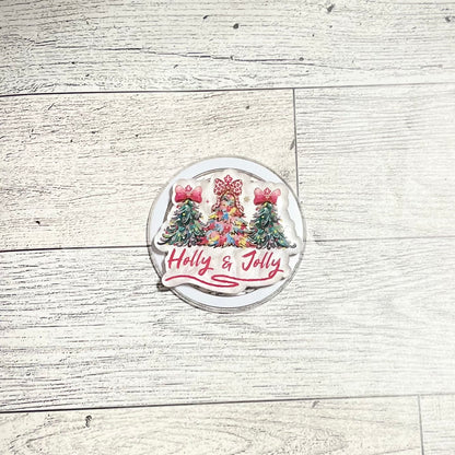 Holly & Jolly Christmas Trees - E-Reader, Phone, Kindle Grip for all Devices Magnetic Grip