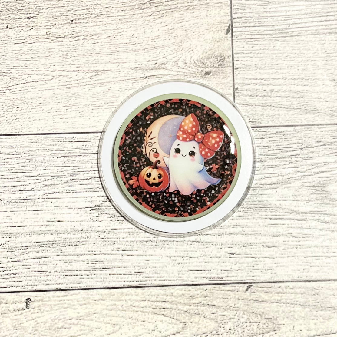 Ghost girl with bow Halloween glow in the dark - E-Reader, Phone, Kindle Grip for all Devices Magnetic Grip