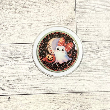 Ghost girl with bow Halloween glow in the dark - E-Reader, Phone, Kindle Grip for all Devices Magnetic Grip