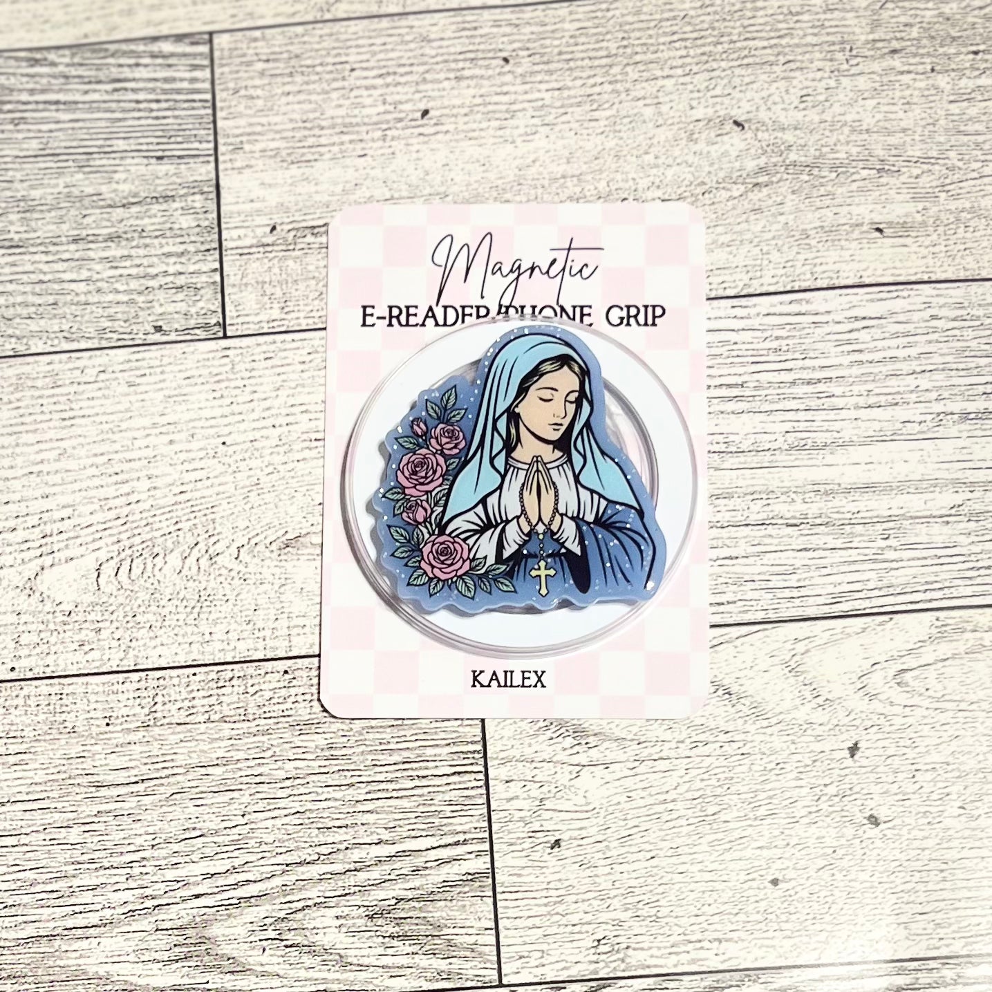 Blessed Virgin Mary in blue- E-Reader, Phone, Kindle Grip for all Devices Magnetic Grip
