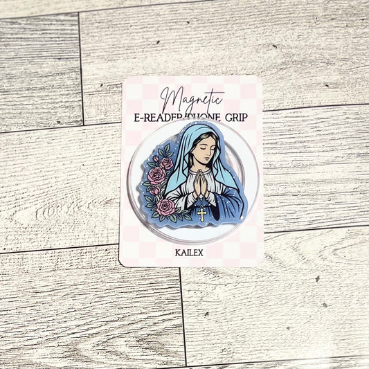 Blessed Virgin Mary in blue- E-Reader, Phone, Kindle Grip for all Devices Magnetic Grip