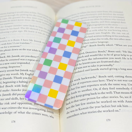 Pastel Checkered Laminated Bookmark