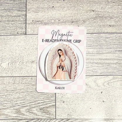 Portrait of Our Lady of Guadalupe in White - E-Reader, Phone, Kindle Grip for all Devices Magnetic Grip