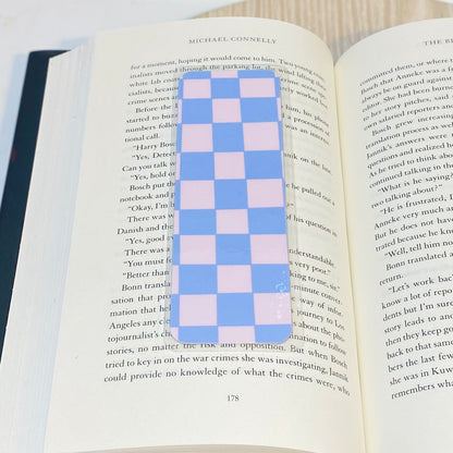 Cotton Candy Checkered Laminated Bookmark
