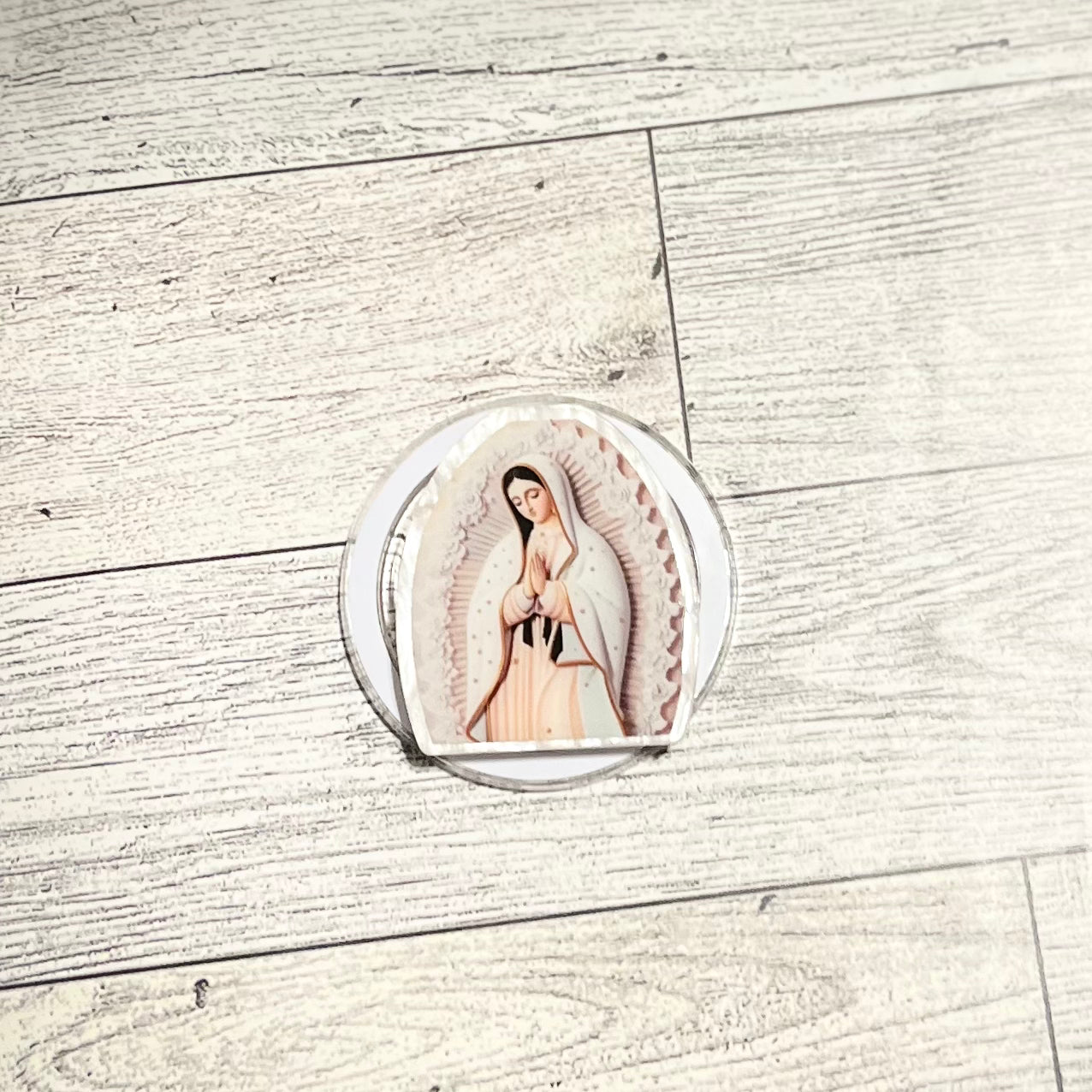 Portrait of Our Lady of Guadalupe in White - E-Reader, Phone, Kindle Grip for all Devices Magnetic Grip
