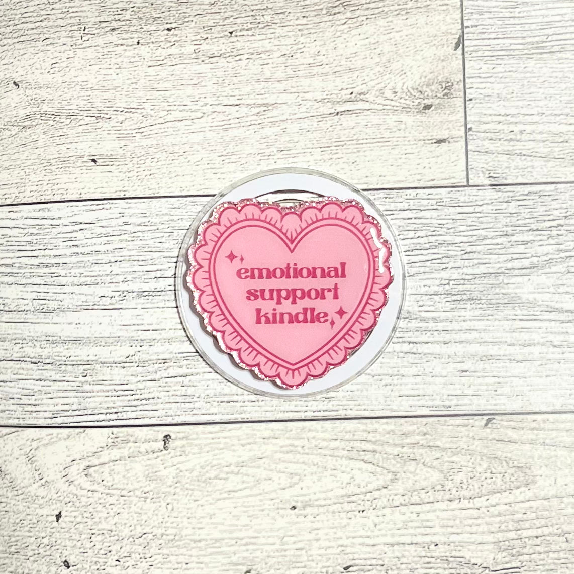 Emotional Support Kindle pink heart - E-Reader, Phone, Kindle Grip for all Devices Magnetic Grip