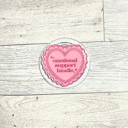 Emotional Support Kindle pink heart - E-Reader, Phone, Kindle Grip for all Devices Magnetic Grip