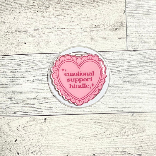 Emotional Support Kindle pink heart - E-Reader, Phone, Kindle Grip for all Devices Magnetic Grip