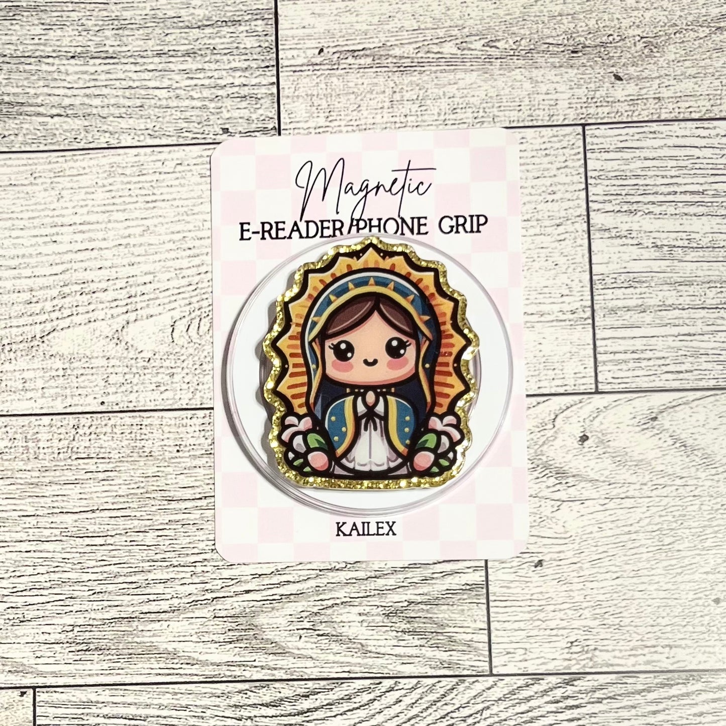 Cartoon Virgin de Guadalupe - E-Reader, Phone, Kindle Grip for all Devices Magnetic Grip