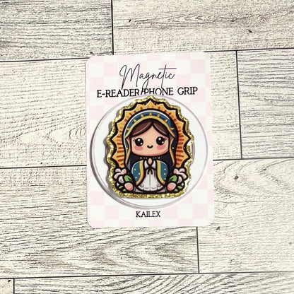Cartoon Virgin de Guadalupe - E-Reader, Phone, Kindle Grip for all Devices Magnetic Grip
