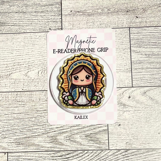Cartoon Virgin de Guadalupe - E-Reader, Phone, Kindle Grip for all Devices Magnetic Grip