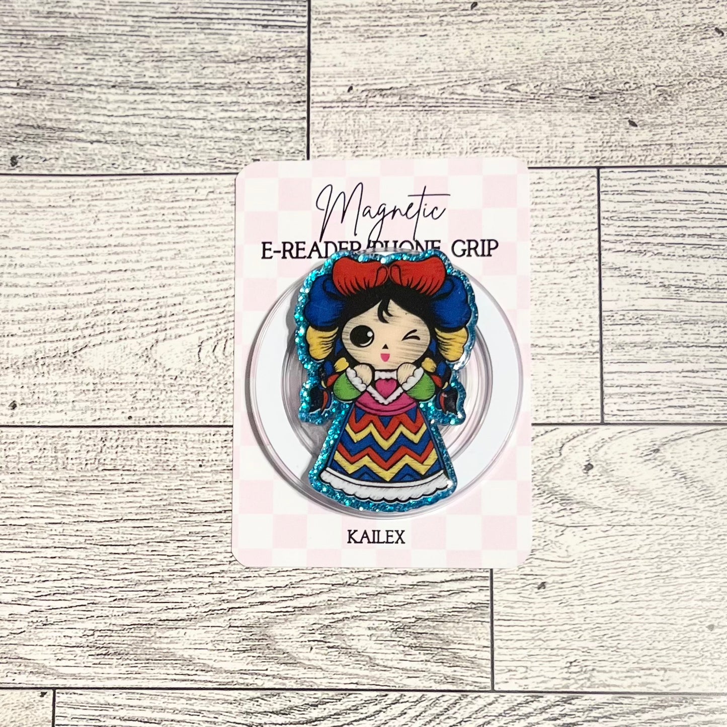 Muneca Mexican rag doll - E-Reader, Phone, Kindle Grip for all Devices Magnetic Grip