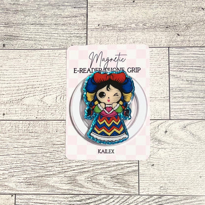 Muneca Mexican rag doll - E-Reader, Phone, Kindle Grip for all Devices Magnetic Grip