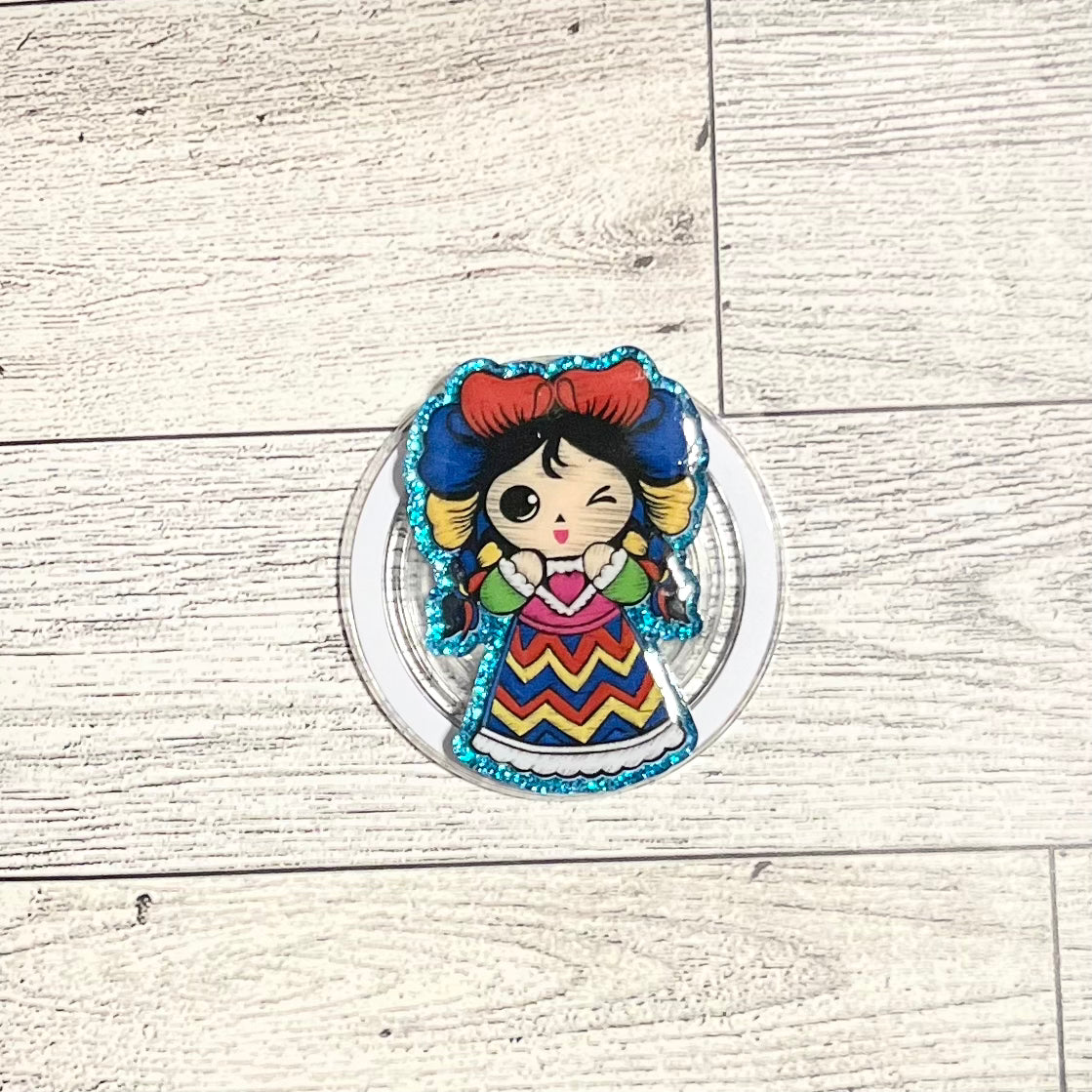 Muneca Mexican rag doll - E-Reader, Phone, Kindle Grip for all Devices Magnetic Grip