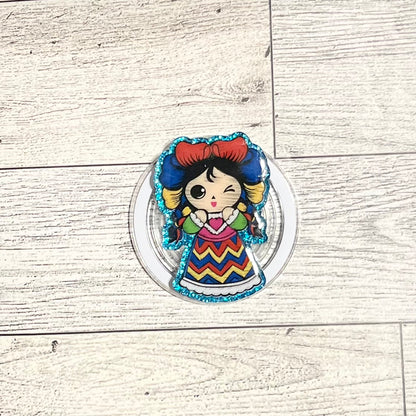 Muneca Mexican rag doll - E-Reader, Phone, Kindle Grip for all Devices Magnetic Grip