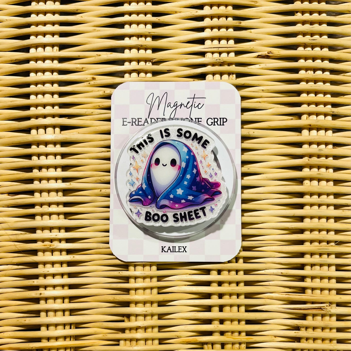 This is some BOO sheet Ghost with blue blanket - E-Reader, Phone, Kindle Grip for all Devices Magnetic Grip