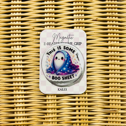 This is some BOO sheet Ghost with blue blanket - E-Reader, Phone, Kindle Grip for all Devices Magnetic Grip