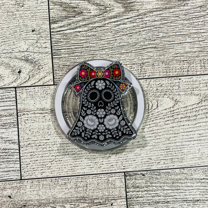 DOD Black and White ghost with colorful bow - E-Reader, Phone, Kindle Grip for all Devices Magnetic Grip