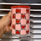 Checkered Hearts Glass Mug