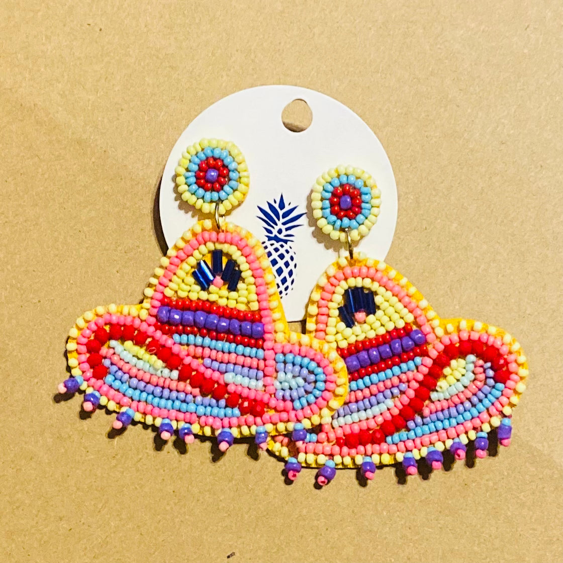 Sombrero Bead Seed Earrings