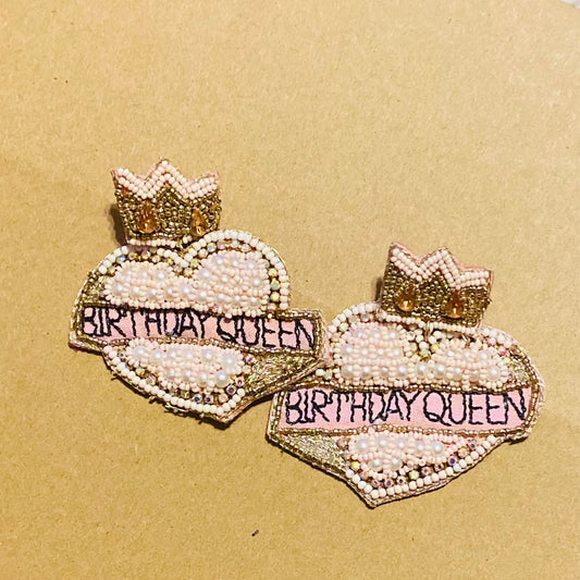Birthday Queen Bead Seed Earrings