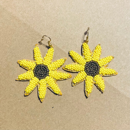 Sunflower Bead Seed Earrings