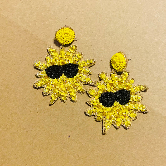 Happy Sun Bead Seed Earrings