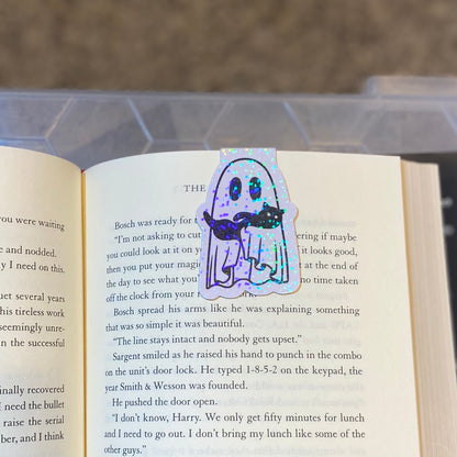 Ghosty Loves His Kitty Holographic Magnetic Bookmark
