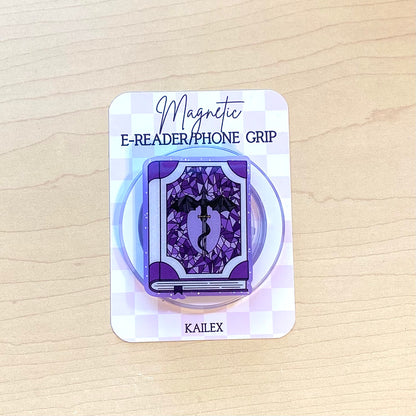 Purple Dragon Book E-Reader, Phone Grip for all Devices - Magnetic or Adhesive