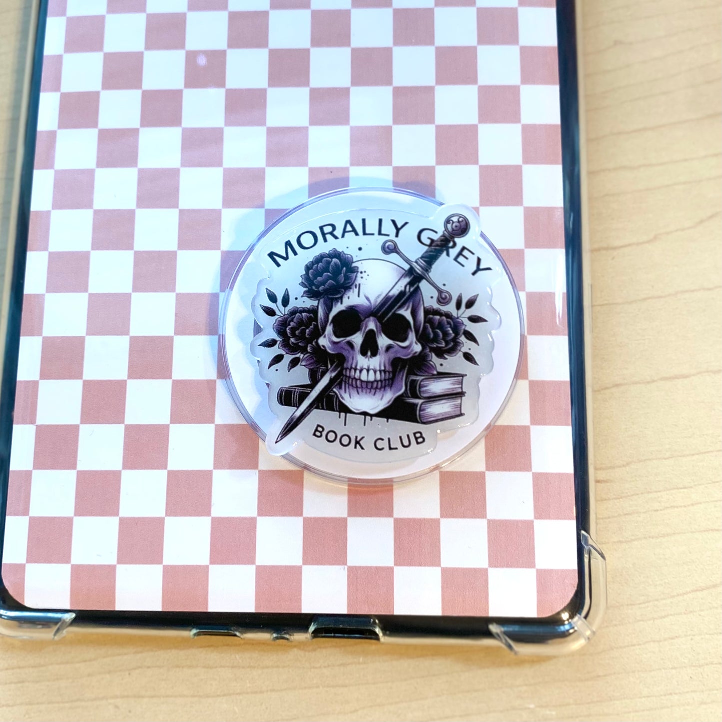 Morally Grey Book Club E-Reader, Phone Grip for all Devices - Magnetic or Adhesive