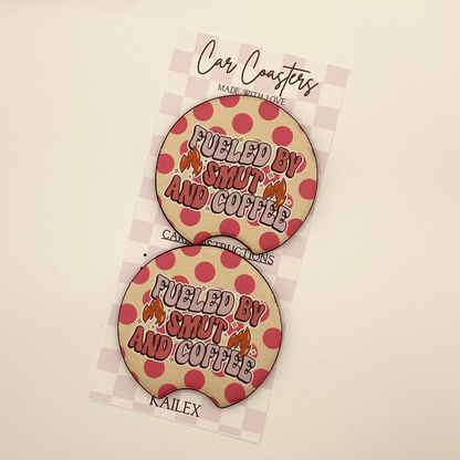 Fueled By SMUT and Coffee Car Coasters