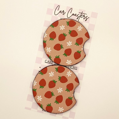 Strawberry Car Coasters