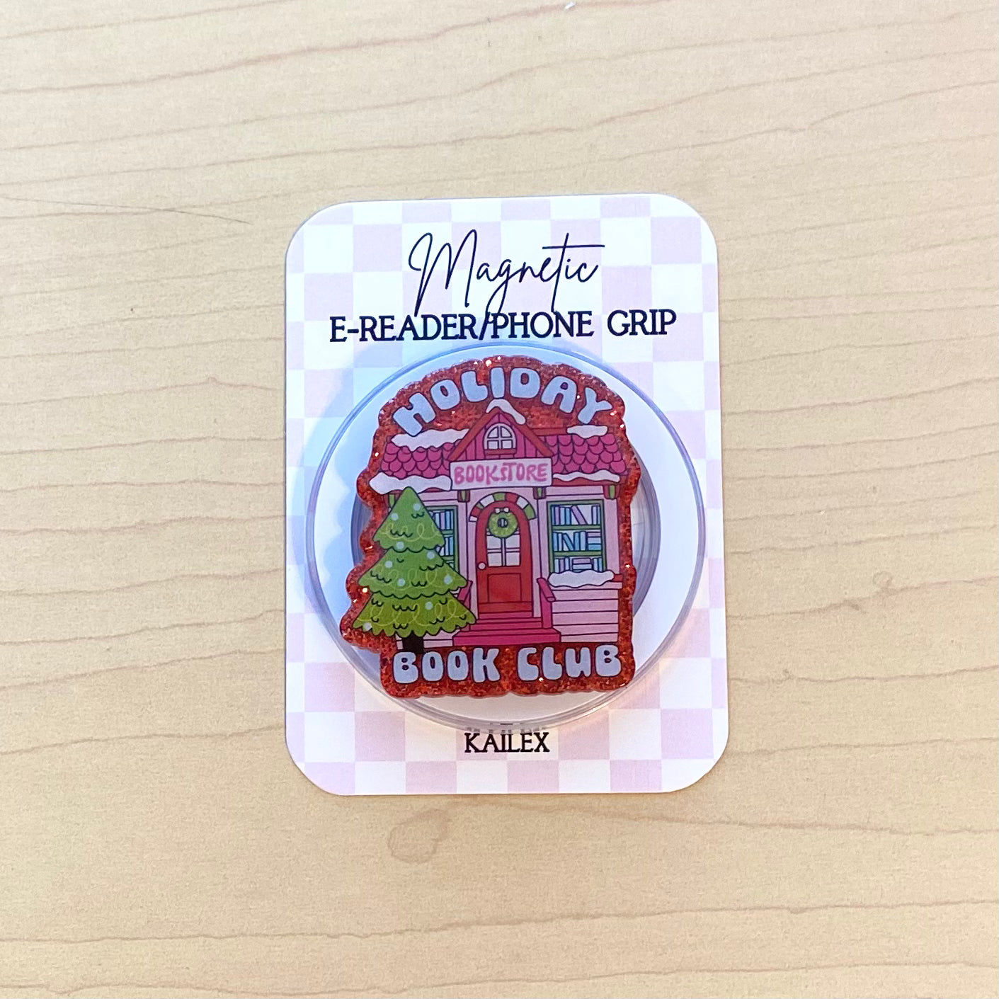 Holiday Book Club Adhesive/Magnetic E-Reader/Phone Grip