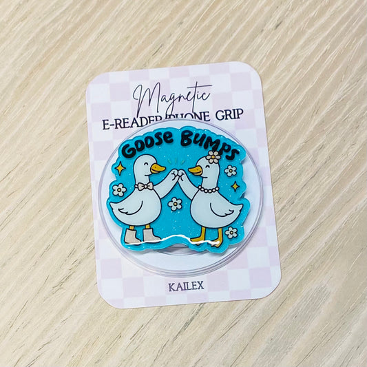 Goose Bumps Blue Adhesive/Magnetic E-Reader/Phone Grip