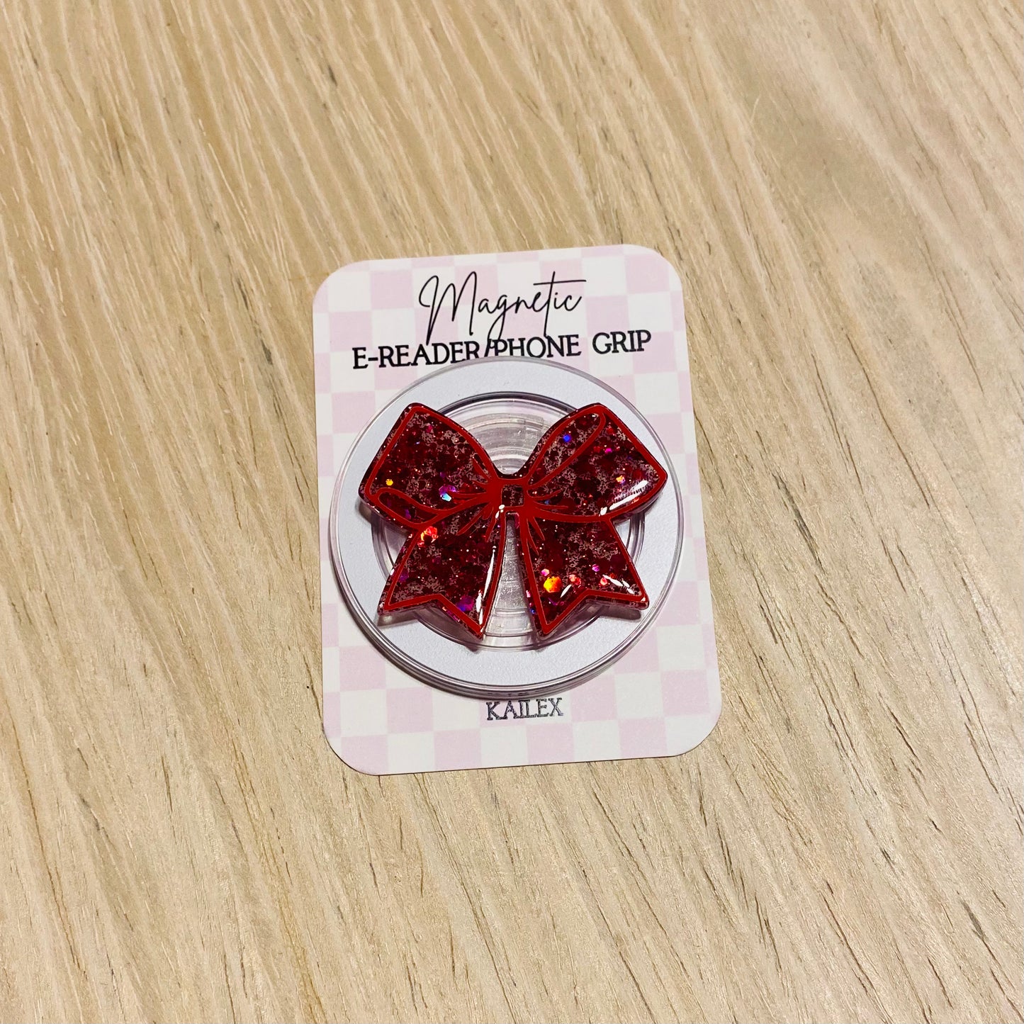 Red Glitter Bow Magnetic Grip