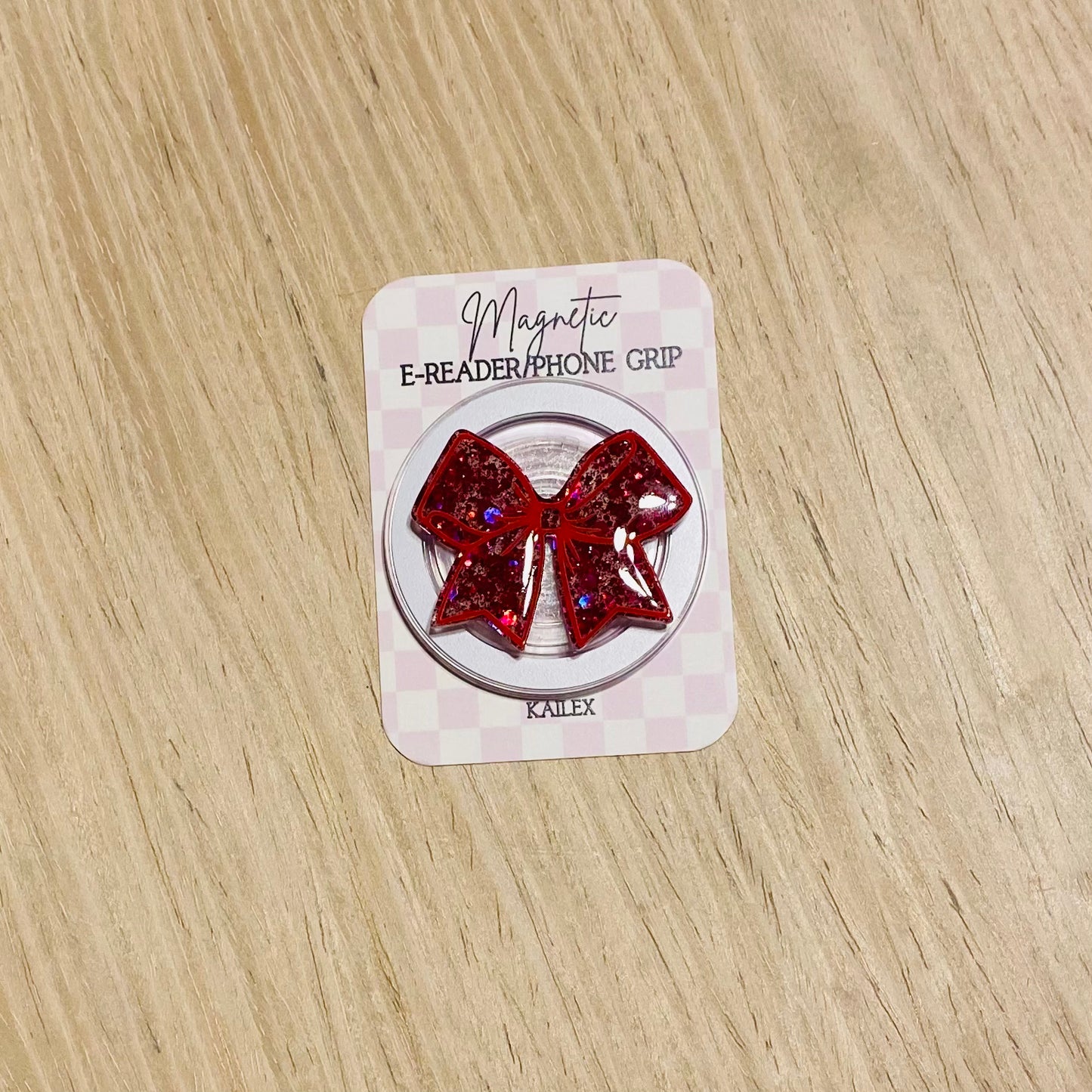 Red Glitter Bow Magnetic Grip